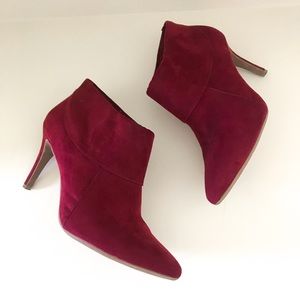 Burgundy Pointed Suede Booties